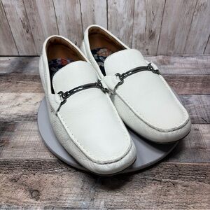Alfani Marcus Men’s White Leather Driver Shoes Slip-on Loafers 12 M